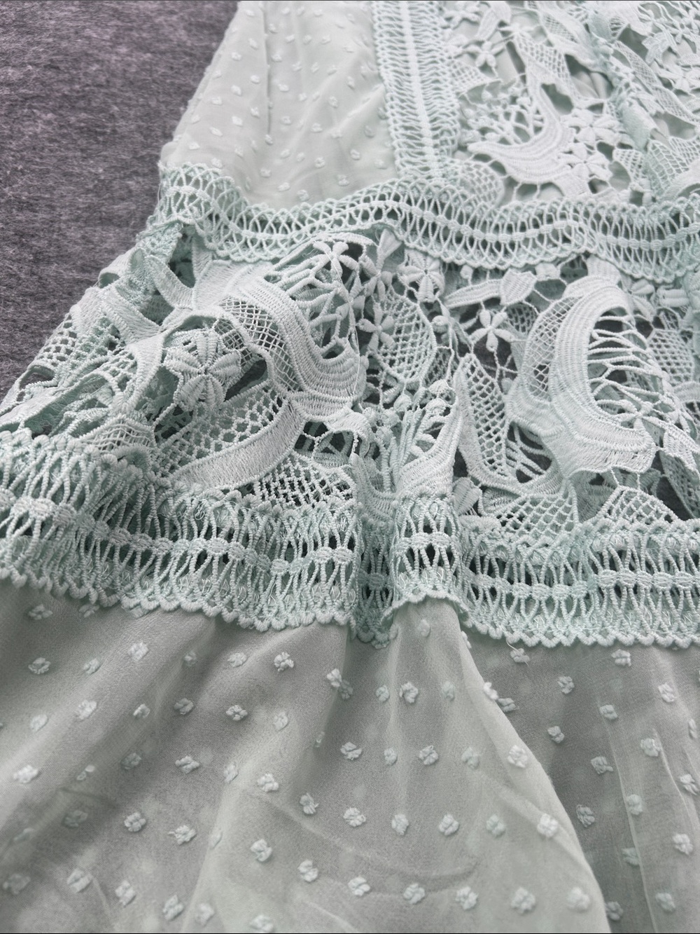 Just Me Women’s Mint Green Dress with Delicate Crochet Trim - Picture 10 of 11